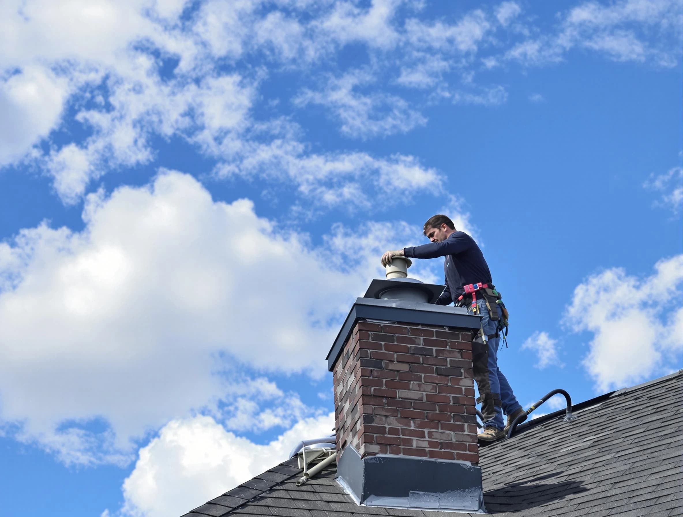 North Plainfield Chimney Sweep installing a sturdy chimney cap in North Plainfield, NJ