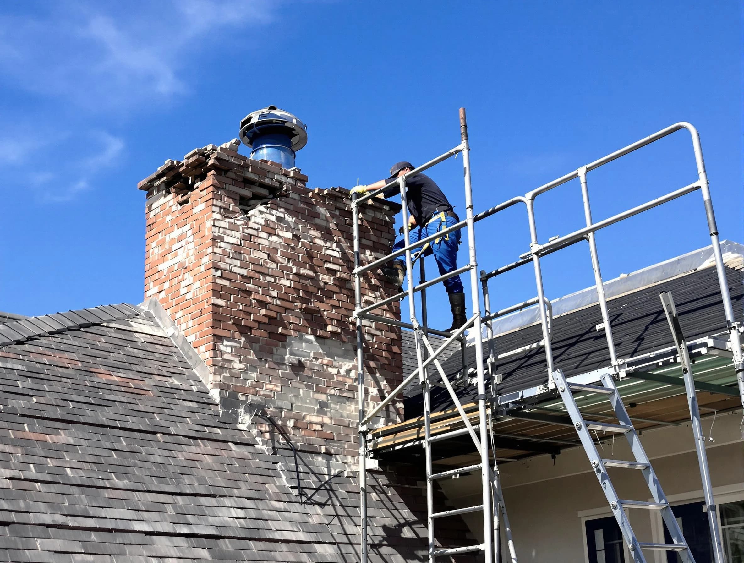 Rebuilding a chimney structure by North Plainfield Chimney Sweep in North Plainfield, NJ