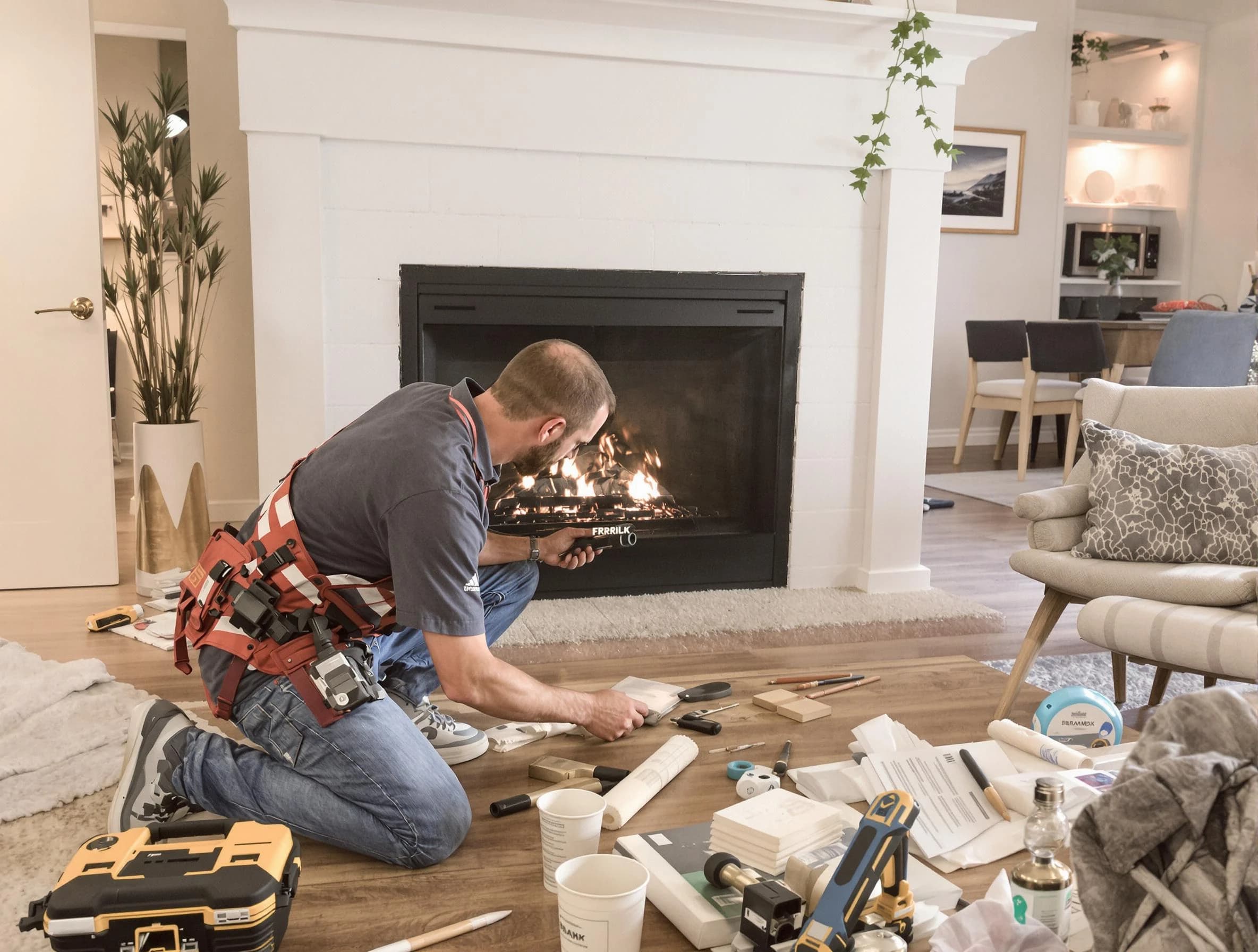 North Plainfield Chimney Sweep performing fireplace repair in North Plainfield, NJ