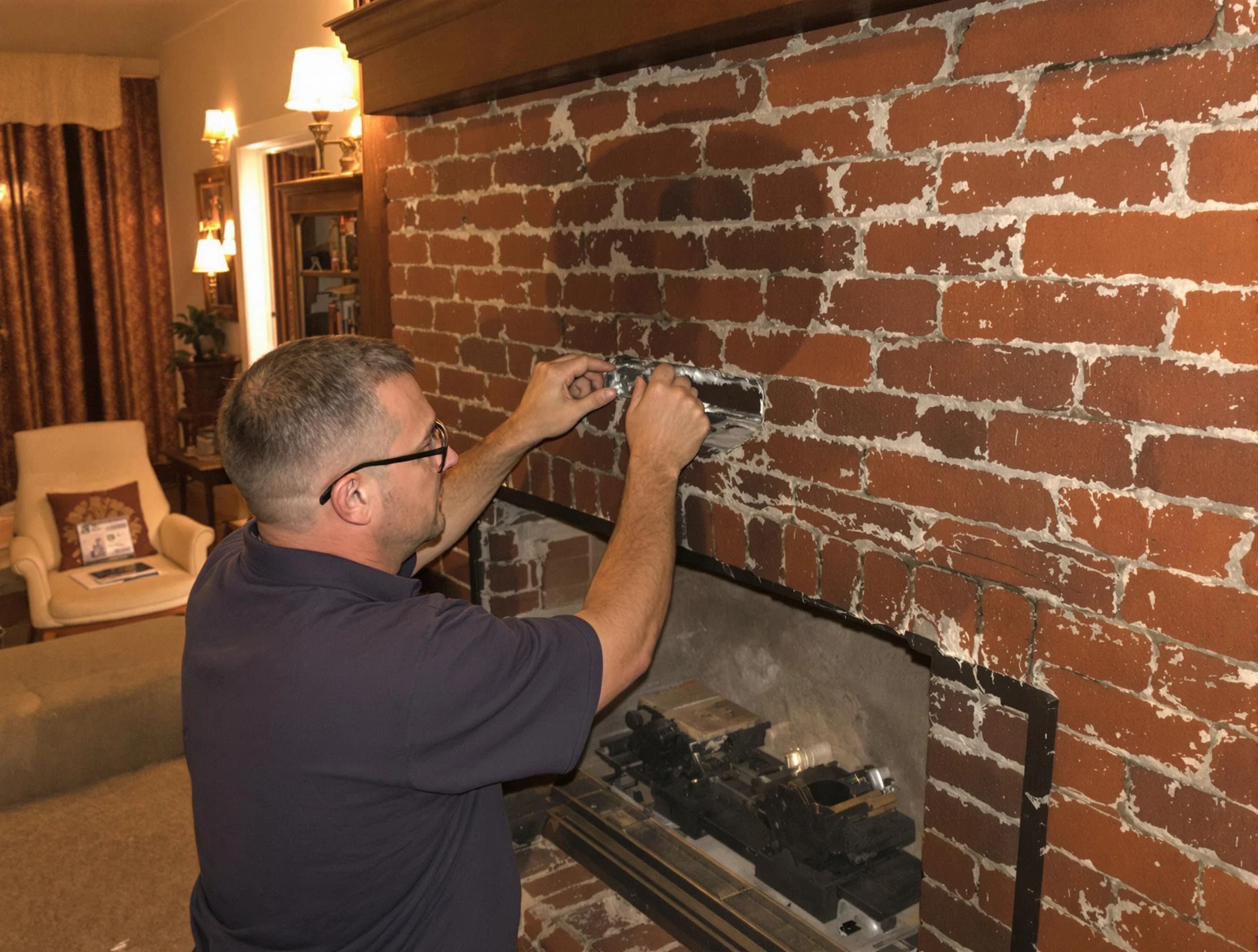 North Plainfield Chimney Sweep expert fixing a fireplace in North Plainfield, NJ